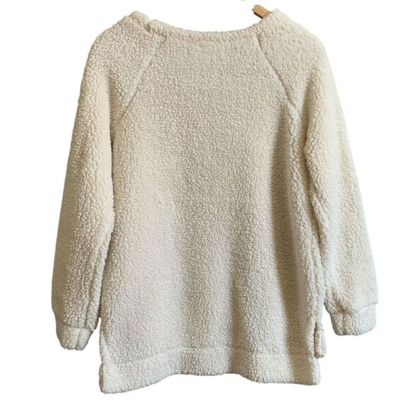 No Boundaries Womens Christmas Sweater SM White Fleece Plush Sleeping Reindeer - Picture 2 of 13